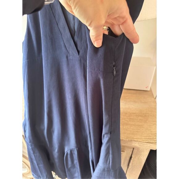 J Crew Navy Blue Flounce Dress Size Small - Picture 4 of 10